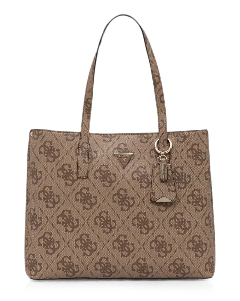 Guess Meridian monogram-print logo-plaque tote bag - Braun Braun