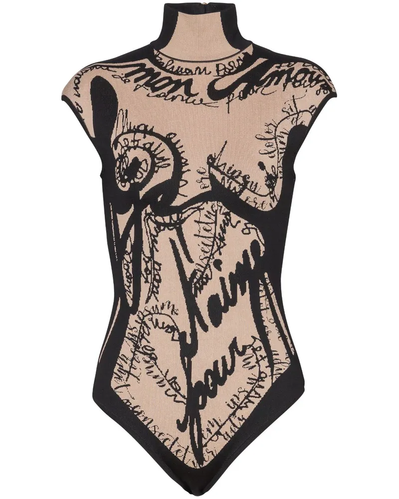 Balmain Body aus Jacquard-Strick - Nude Nude