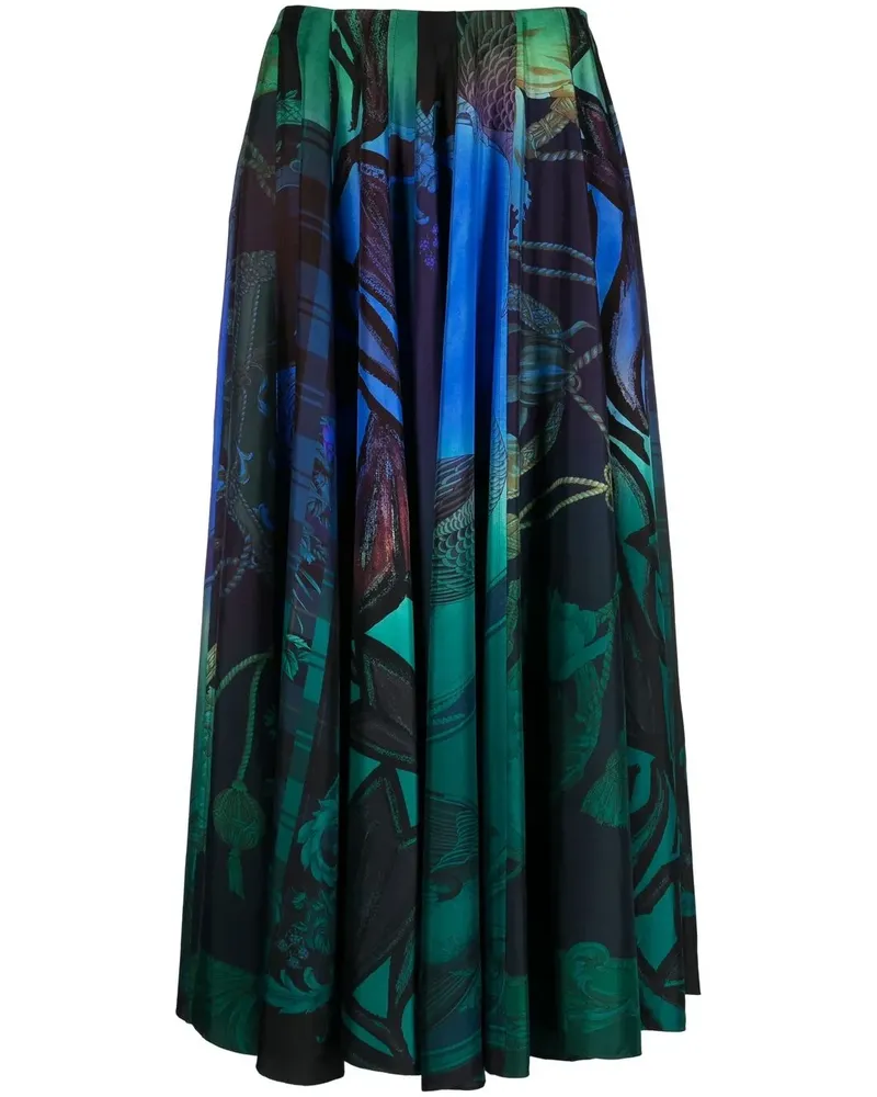Ferragamo Midirock mit grafischem Print - Grün Grün