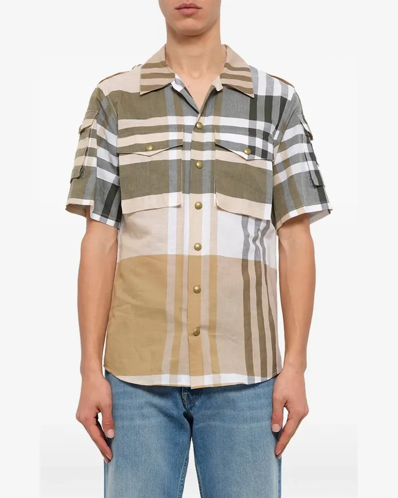 Moncler check-print utility shirt - Nude Nude