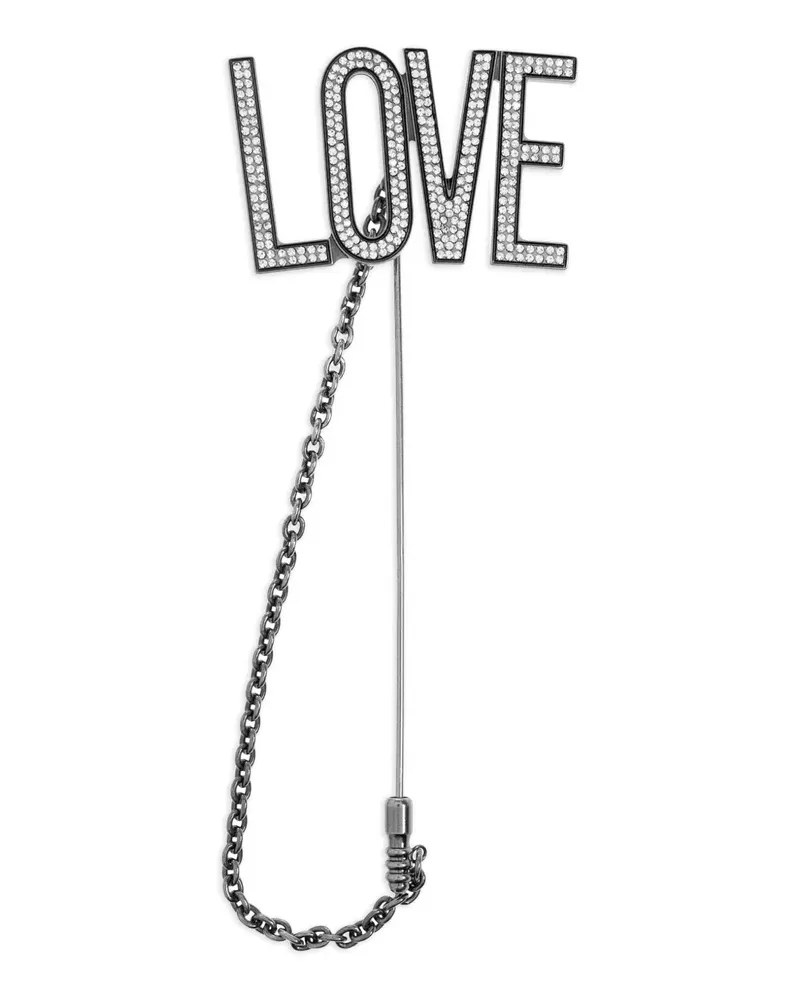 Moschino Anstecknadel mit Kristallen - Silber Silber