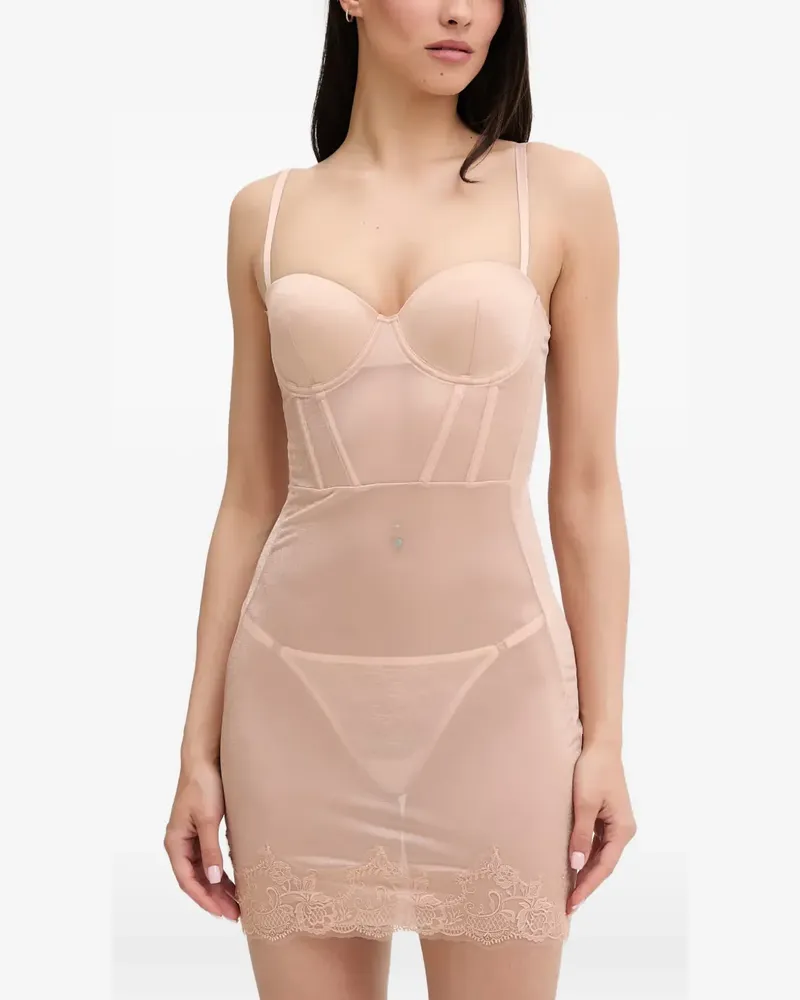 Guess Camisole-Kleid mit Spitzenborten - Nude Nude