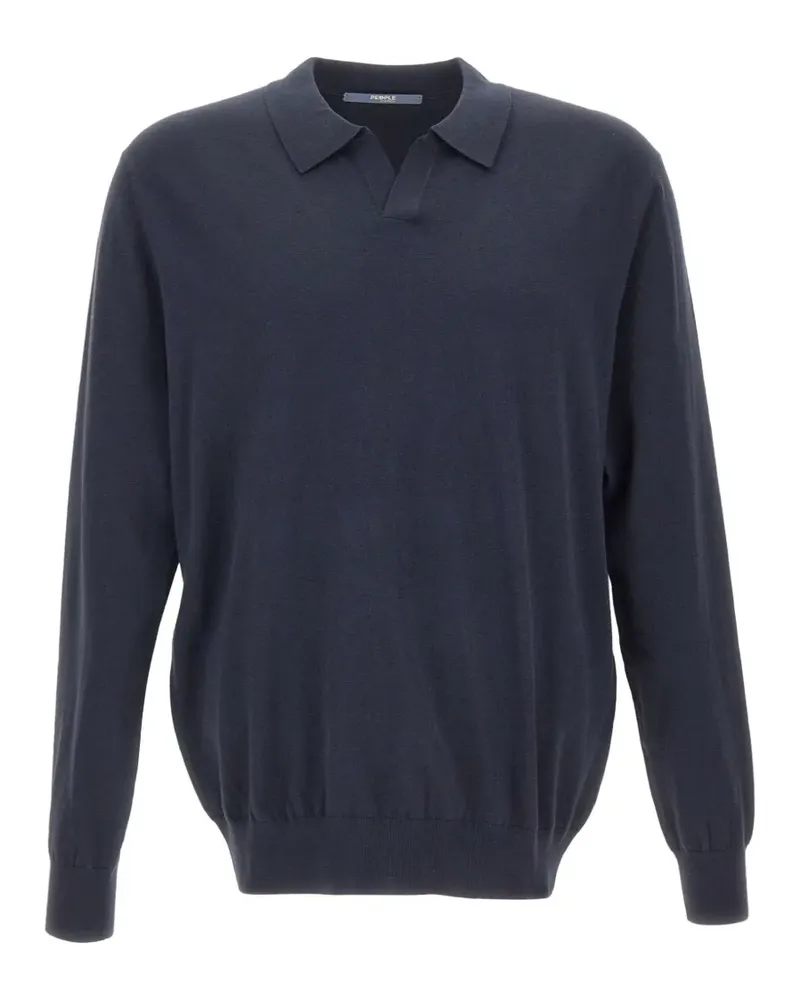 People of Shibuya Kirin open-collar knit - Blau Blau