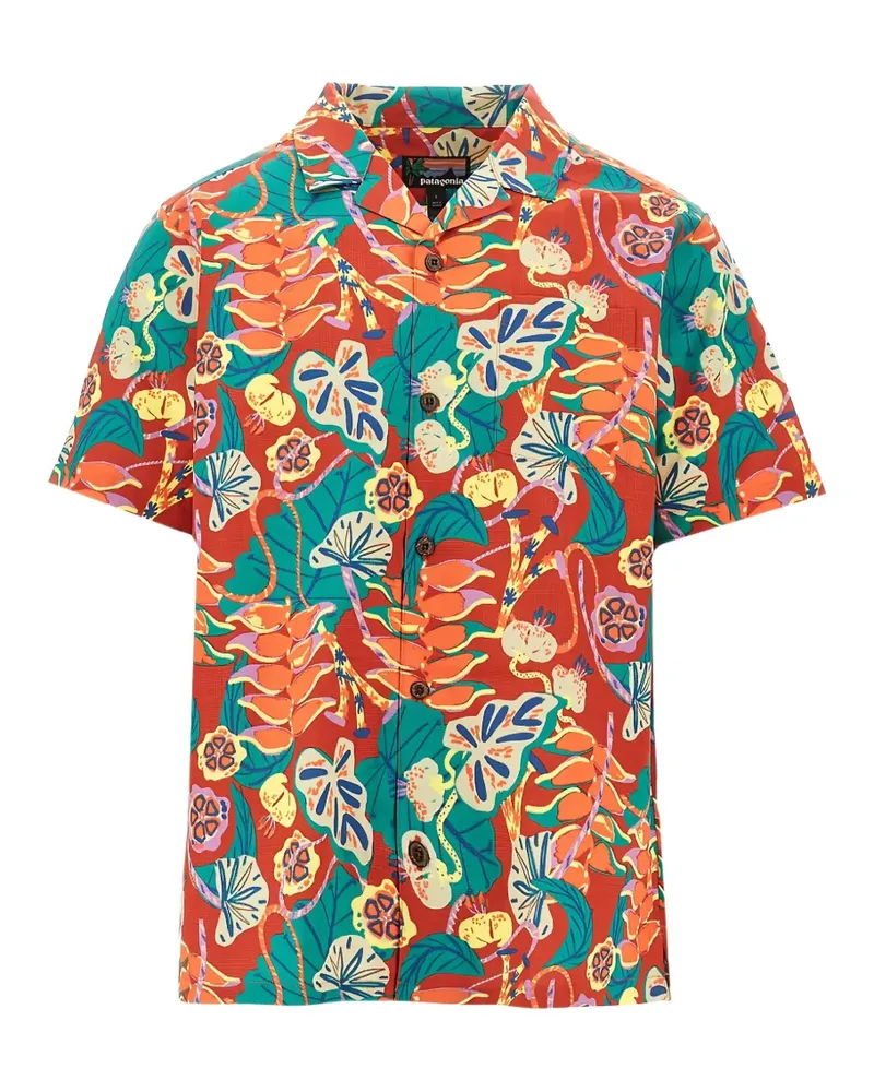 Patagonia floral-pattern camp shirt - Orange Orange