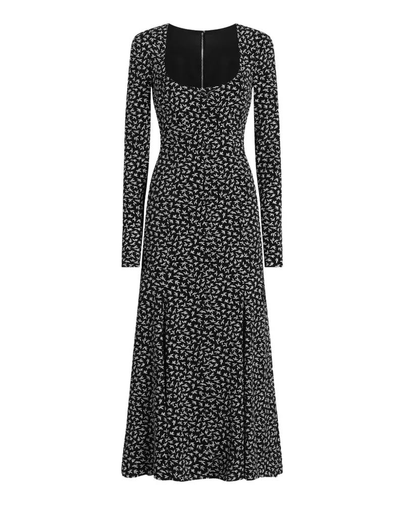 Dolce & Gabbana Charmeuse-Kleid mit Blatt-Print - Schwarz Schwarz