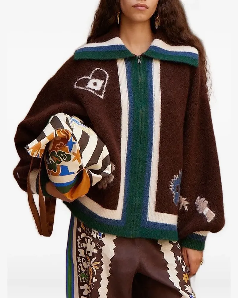 ALEMAIS Maroc Cardigan mit Reißverschluss - Braun Braun