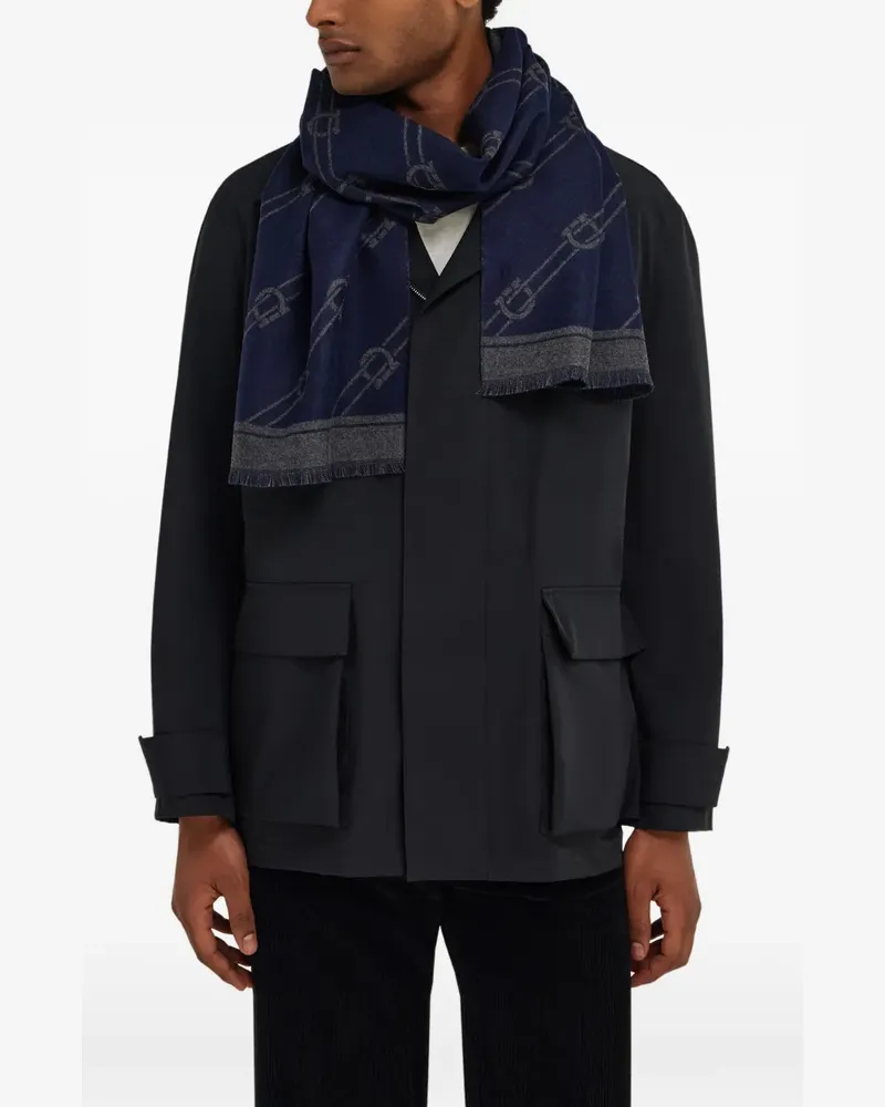 Ferragamo Regimental wool scarf - Blau Blau