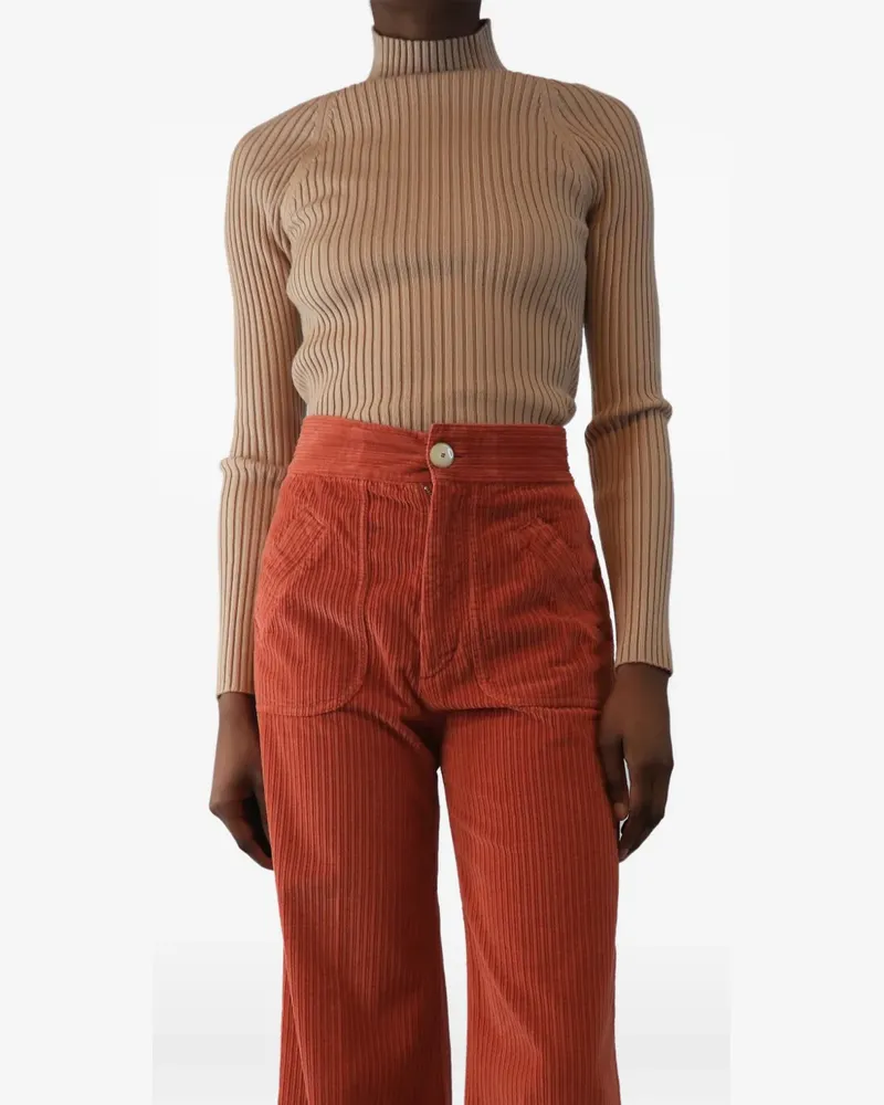Alice + Olivia ribbed-knit top - Nude Nude