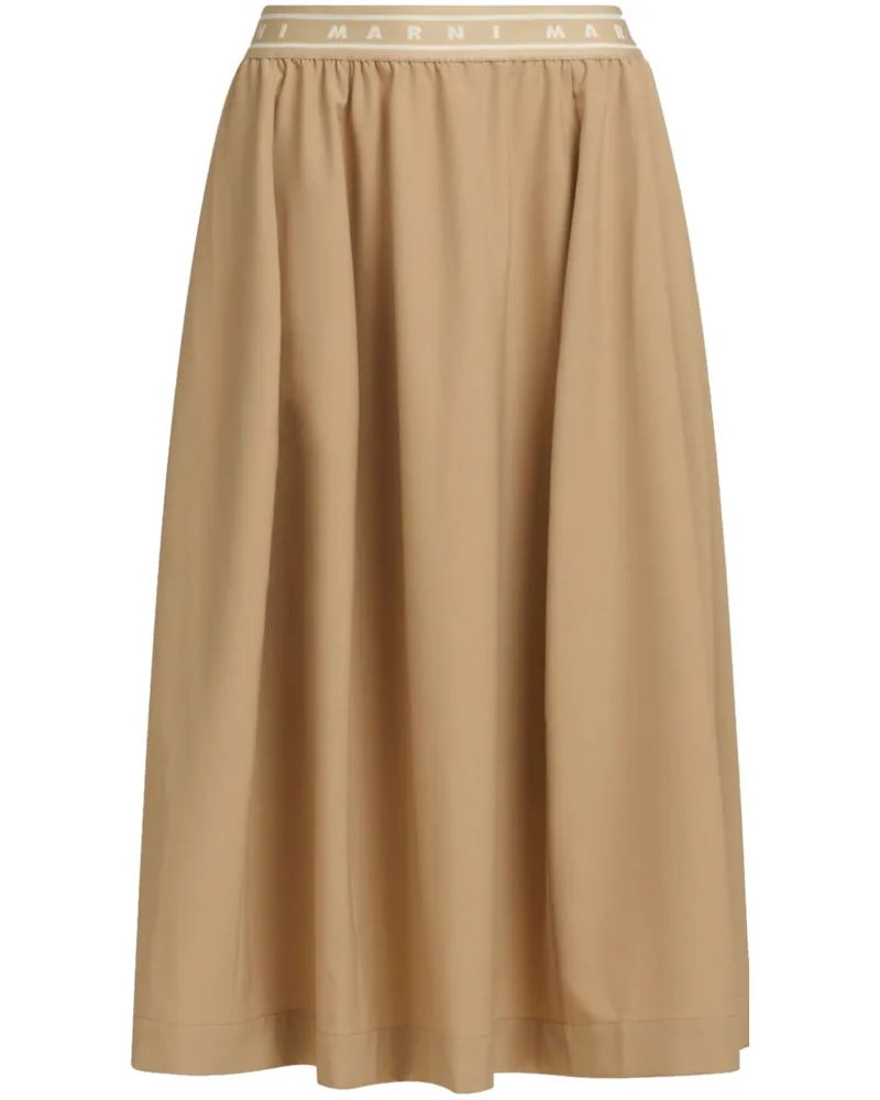 Marni Midirock mit Logo-Bund - Nude Nude