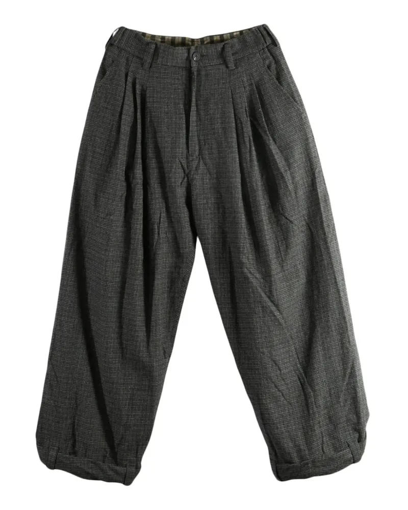 Ziggy Chen pleated micro-check trousers - Grau Grau