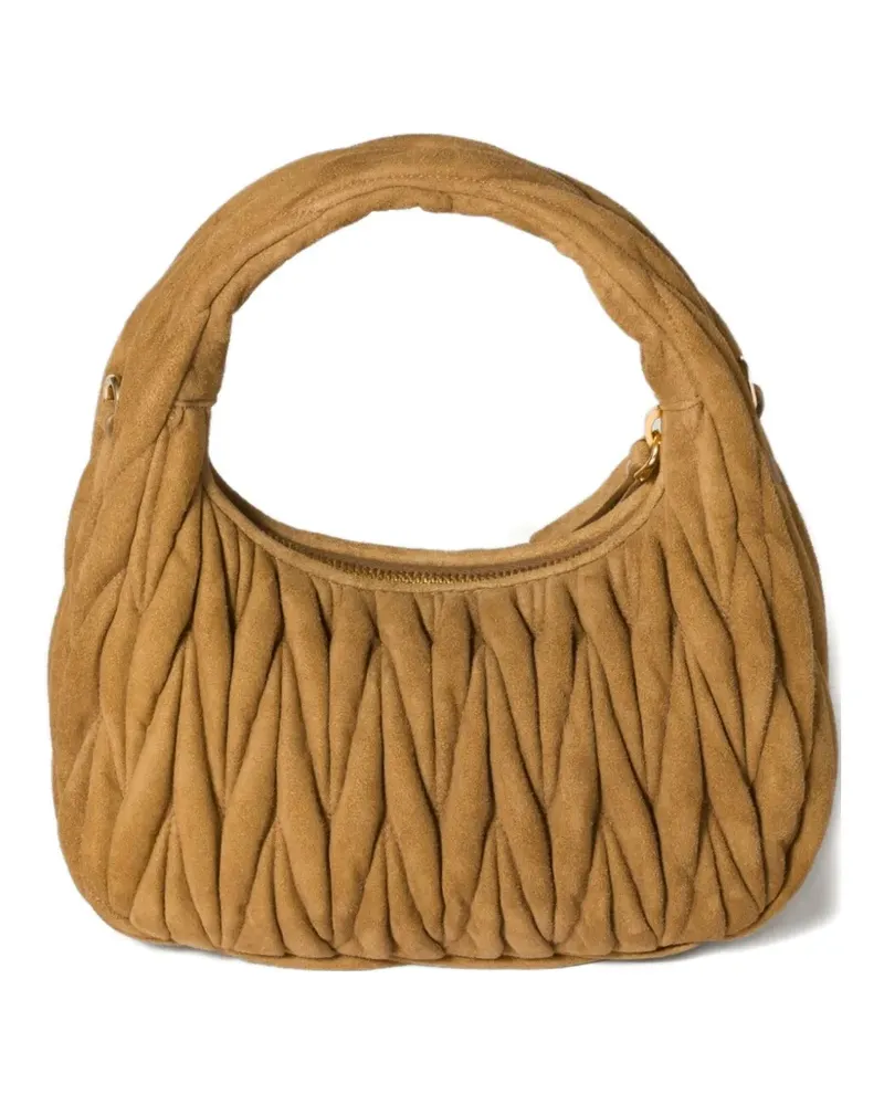 Miu Miu Wander Schultertasche aus Matelassé-Wildleder - Braun Braun