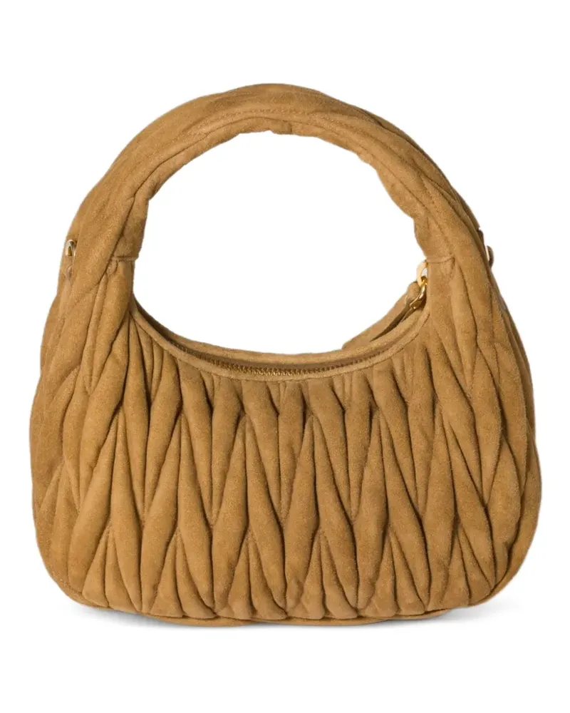 Miu Miu Wander Schultertasche aus Matelassé-Wildleder - Braun Braun