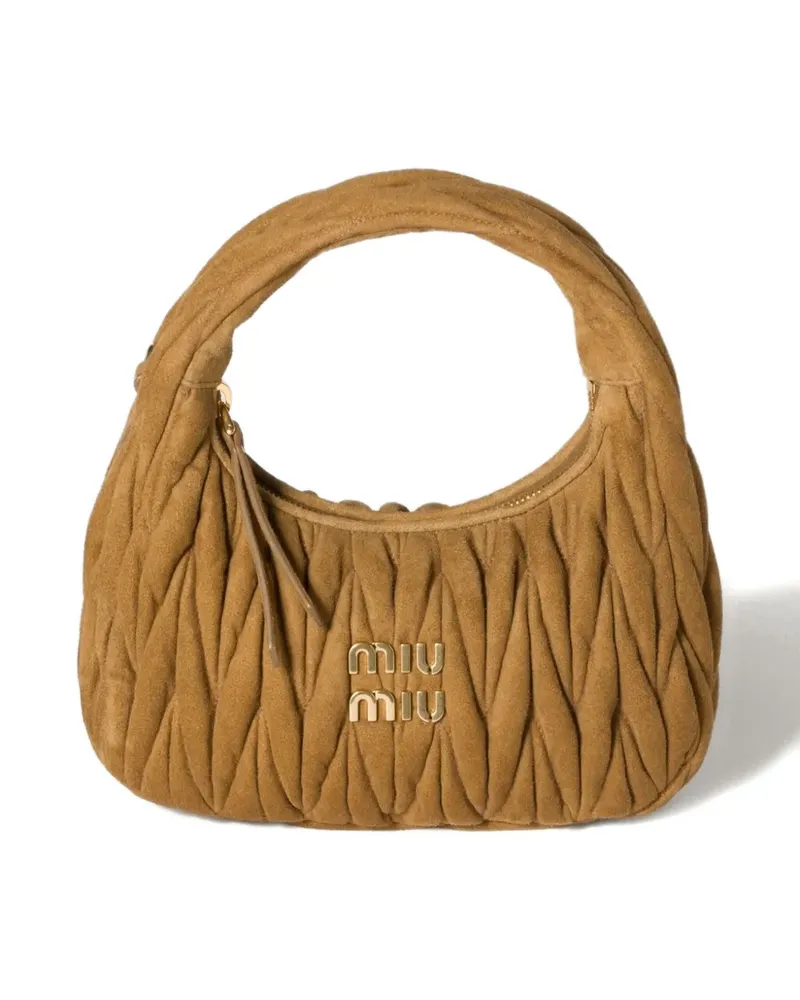 Miu Miu Wander Schultertasche aus Matelassé-Wildleder - Braun Braun