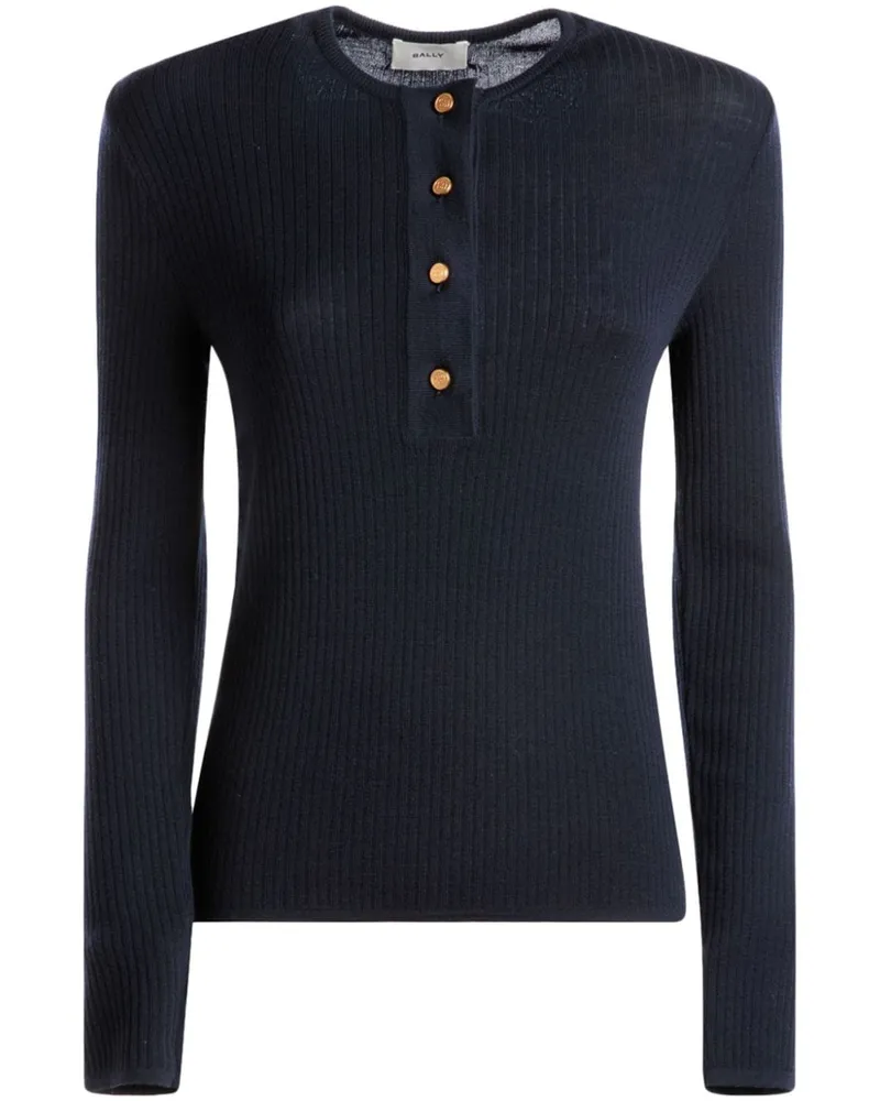 Bally Gerippter Strickpullover Blau