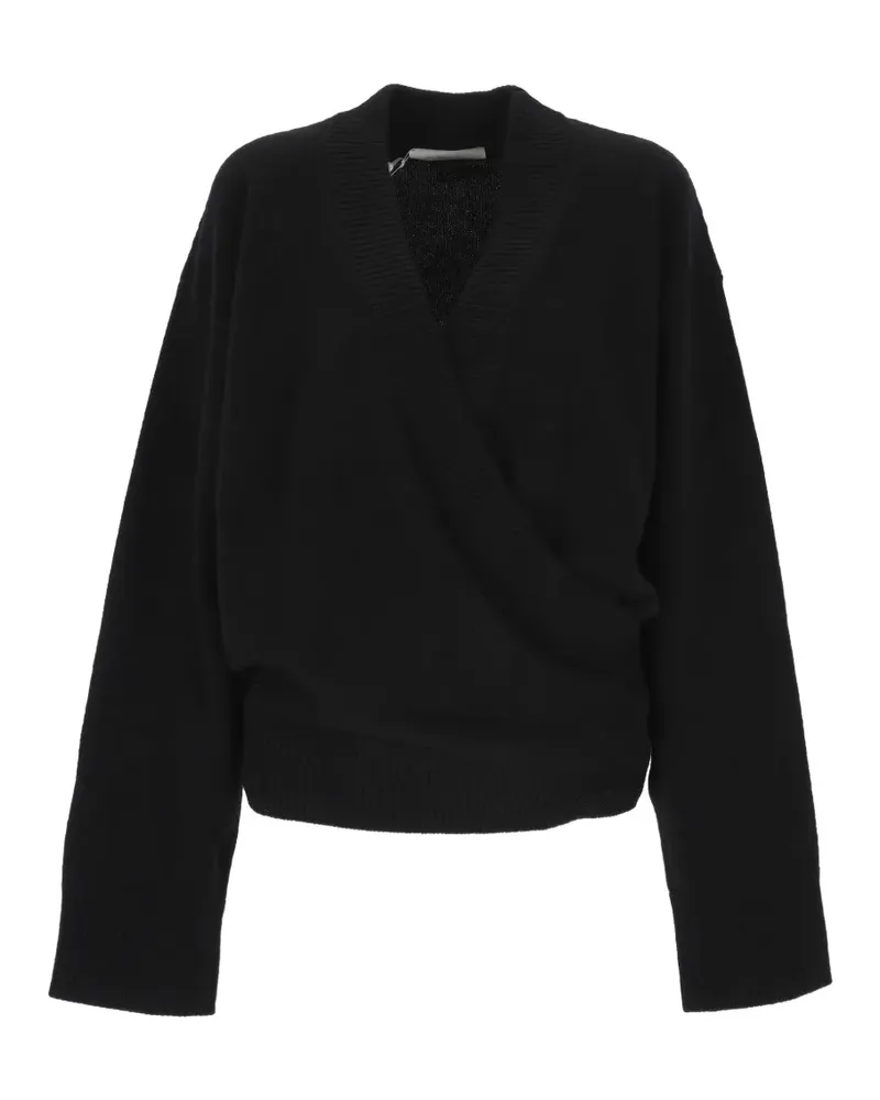 ARMARIUM Gewickelter Pullover mit geripptem Besatz - Schwarz Schwarz