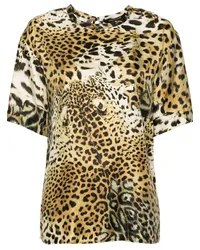 Roberto Cavalli Seidenbluse mit Leoparden-Print Nude