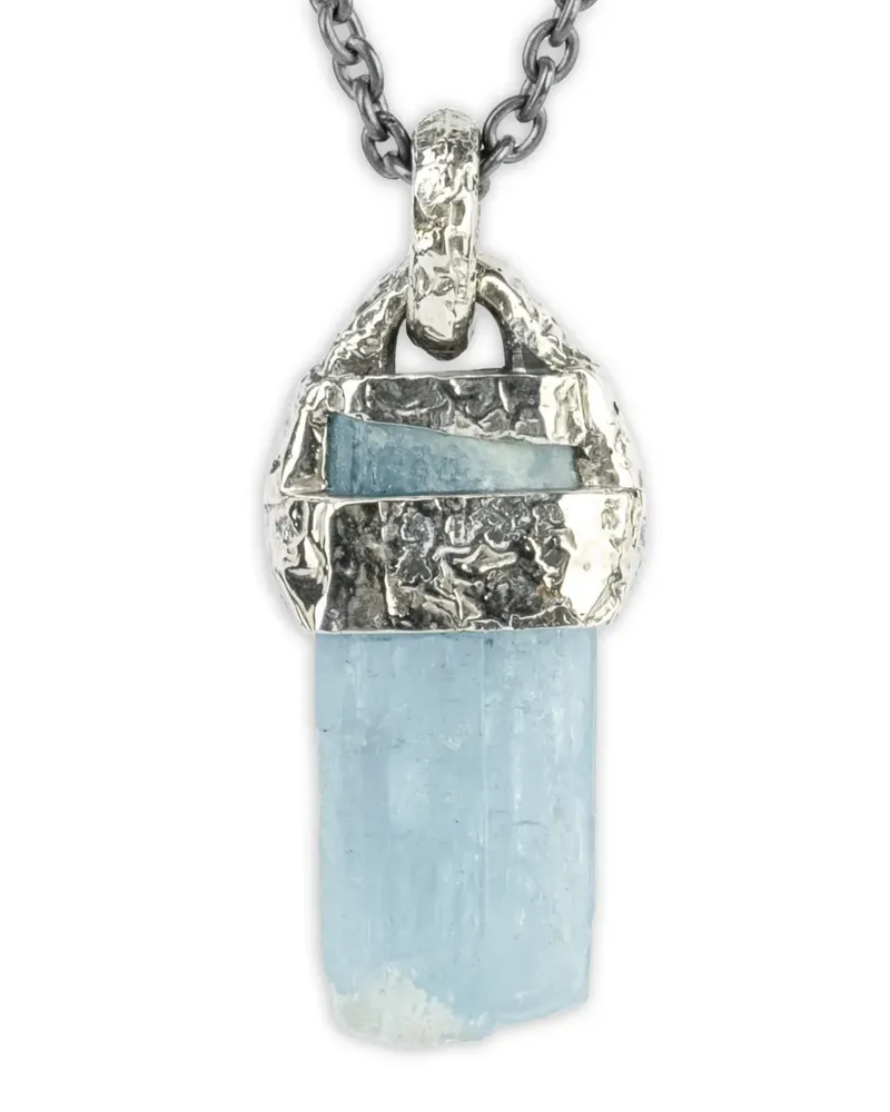 Parts Of Four 10kt verschmolzene Talisman Weißgoldhalskette mit Aquamarin - Silber Silber