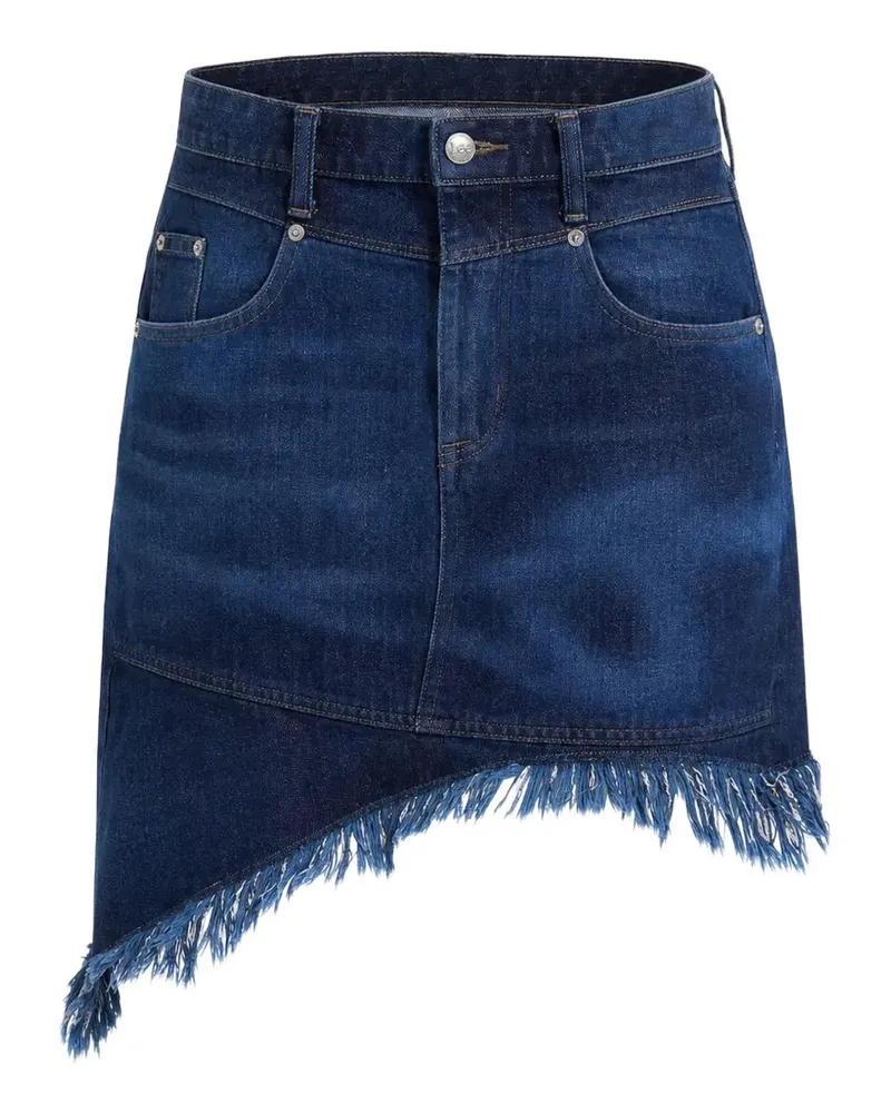 Lee x Feng Chen Wang asymmetric frayed mini skirt - Blau Blau