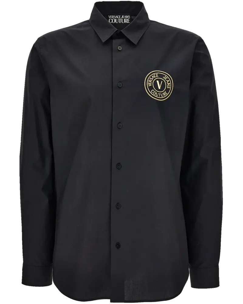 Versace Jeans Hemd mit V-Emblem - Schwarz Schwarz