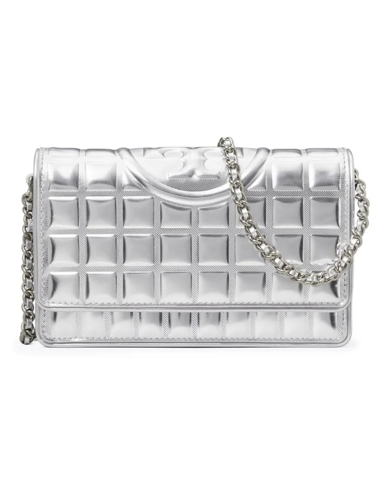 Tory Burch Gesteppte Fleming Metallic-Umhängetasche - Silber Silber