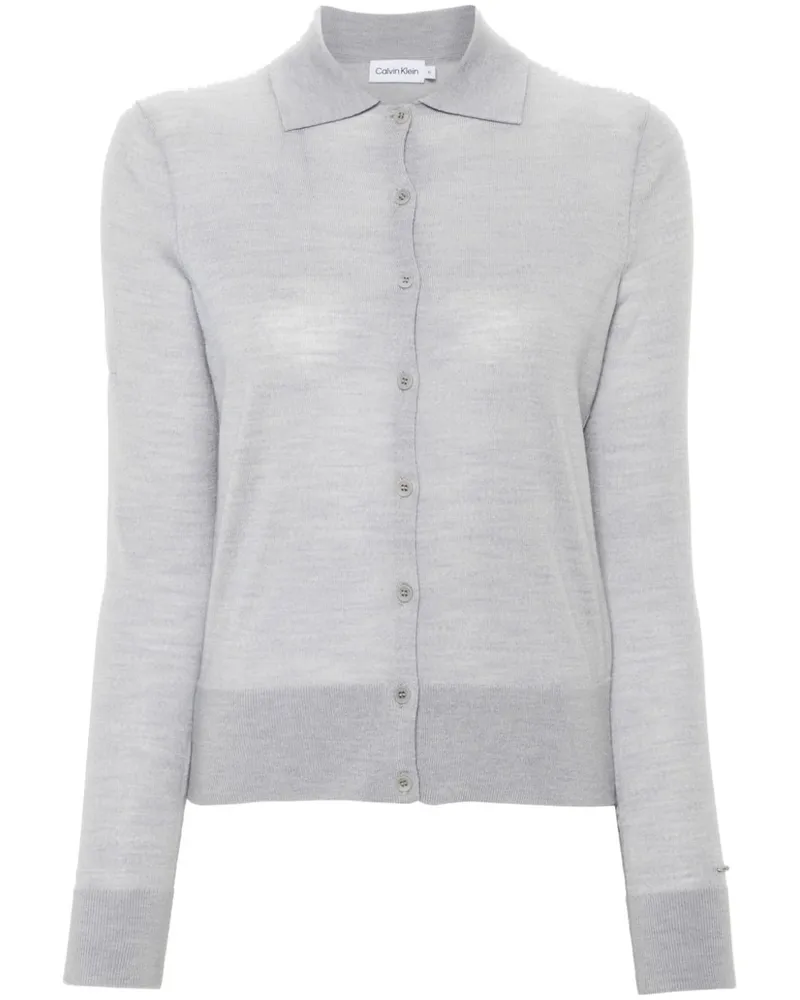 Calvin Klein Cardigan mit Logo-Schild Grau