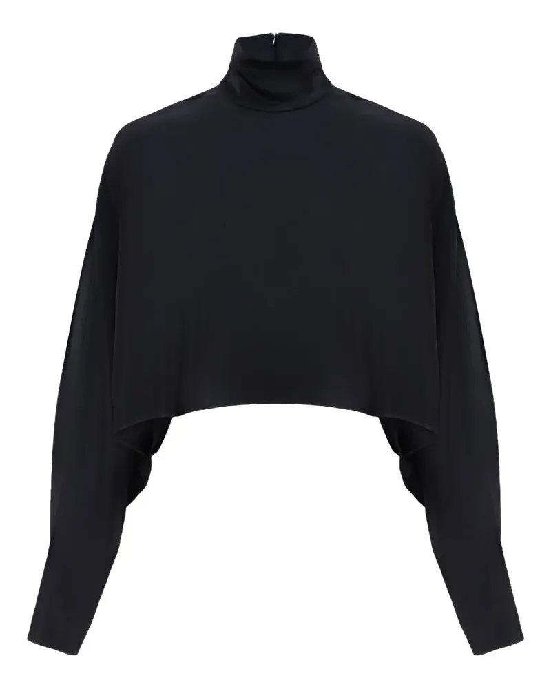 LAPOINTE Cropped-Oberteil mit Stehkragen - Schwarz Schwarz