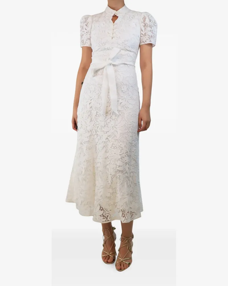 Erdem Midikleid mit Puffärmeln - Weiß Weiß