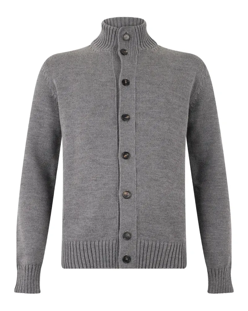 Slowear Gerippter Cardigan mit Knöpfen - Grau Grau