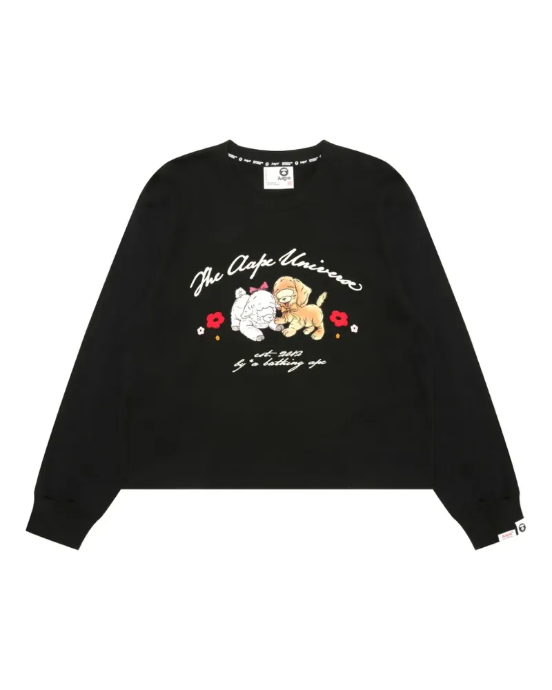 BAPE AAPEUNVS Langarmshirt mit grafischem Print - Schwarz Schwarz