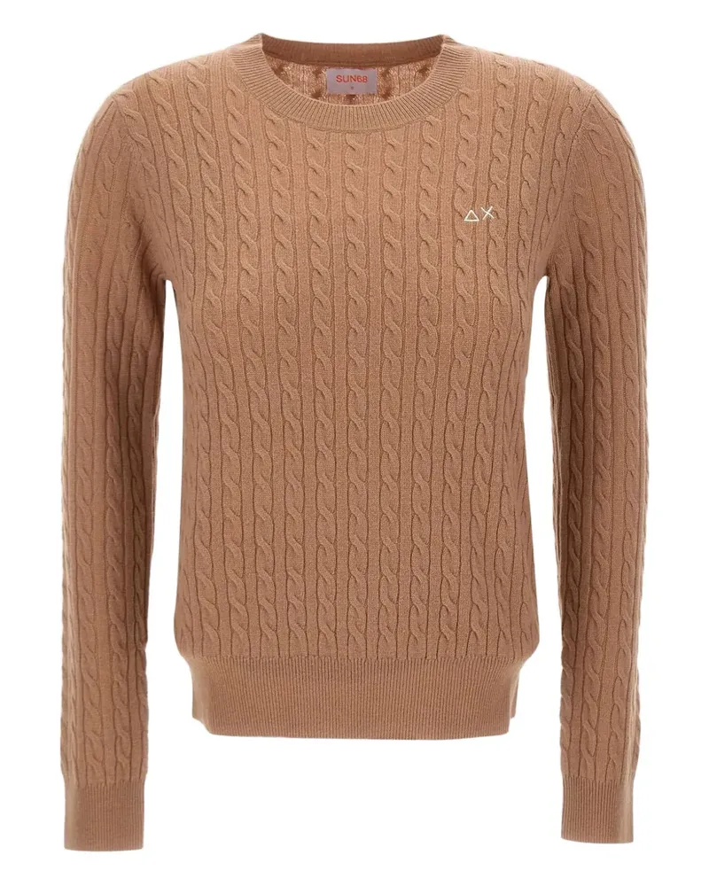 Sun68 Pullover mit Zopfmuster - Nude Nude