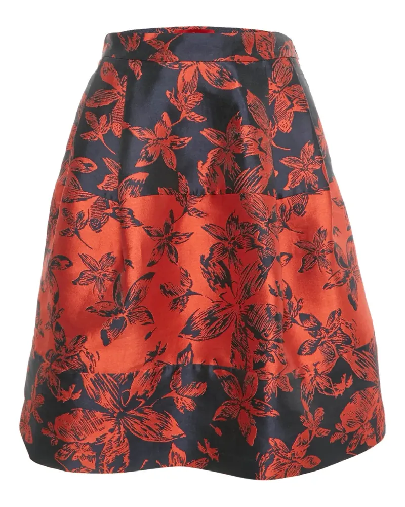 Carolina Herrera New York S floral jacquard pleated skirt - Rot Rot