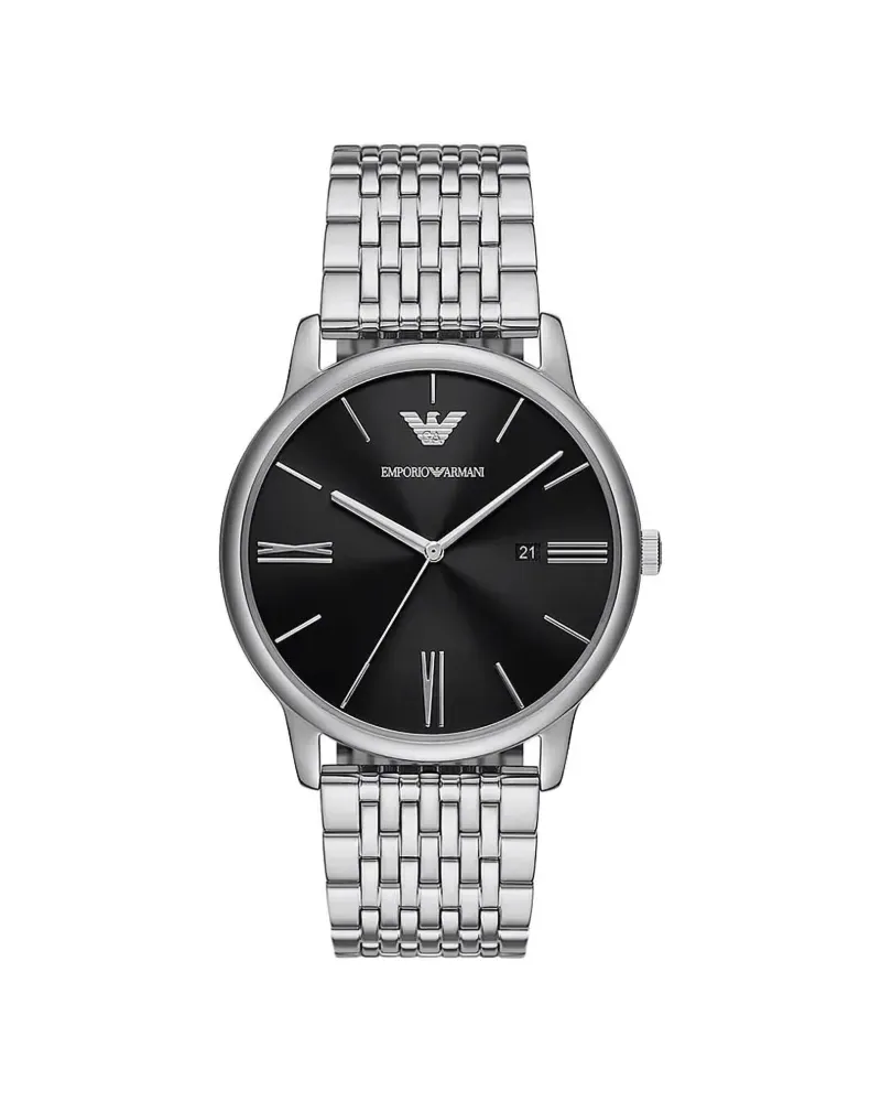 Emporio Armani Three-Hand Date 42mm - Schwarz Schwarz