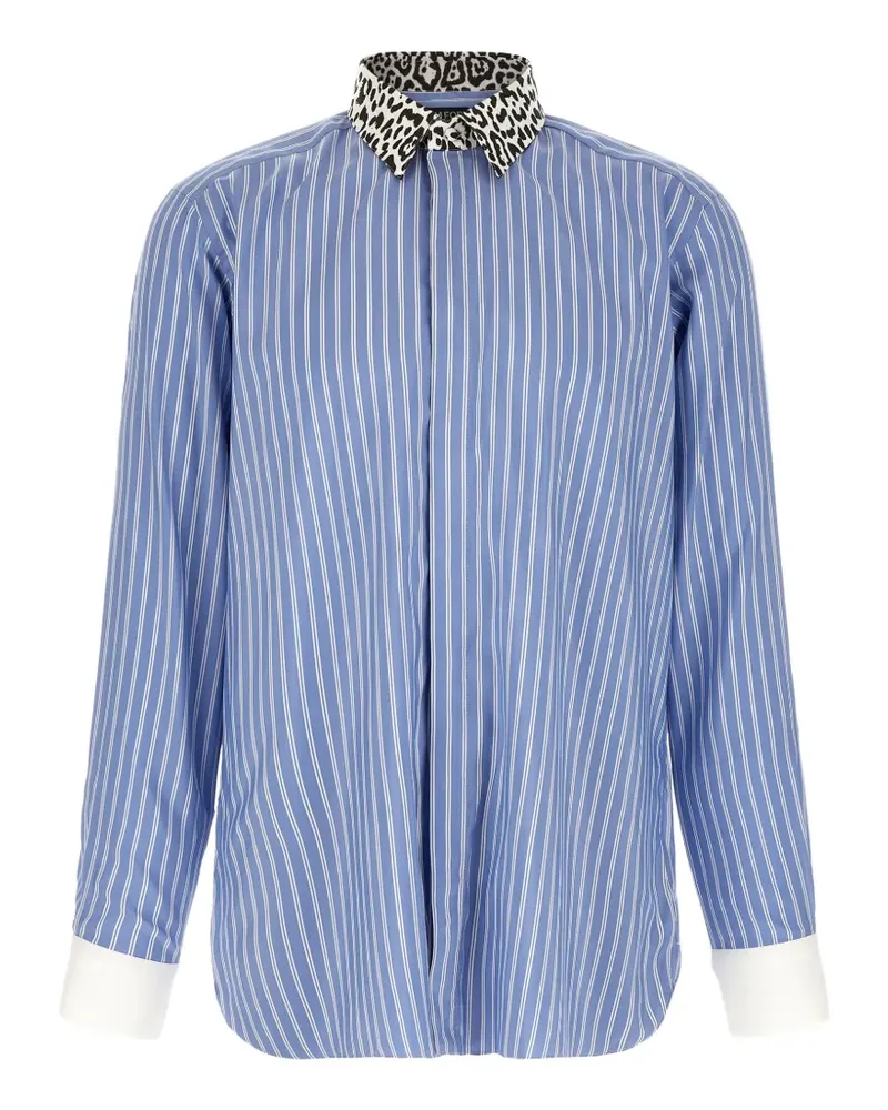 Tom Ford animal-print collar striped shirt - Blau Blau