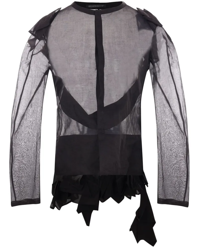Yohji Yamamoto Asymmetrisches Organza-Oberteil - Schwarz Schwarz