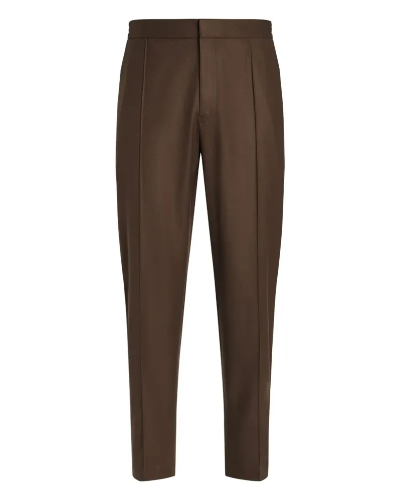 Ermenegildo Zegna pleated wool-blend trousers - Braun Braun