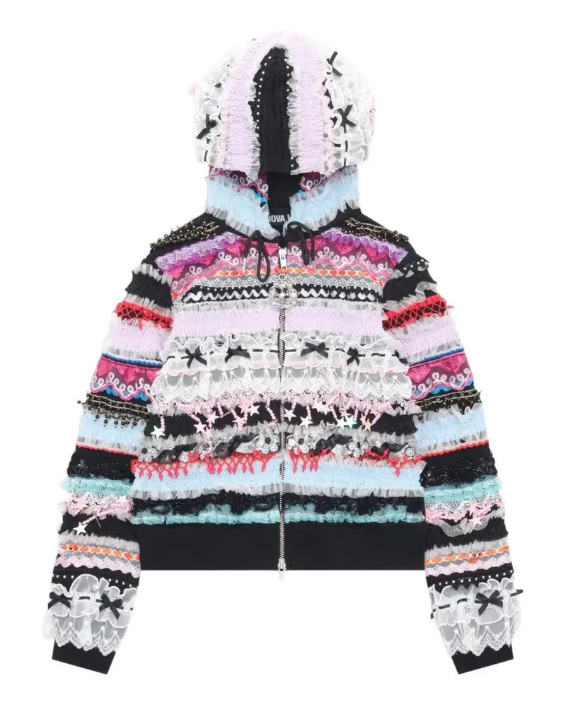 CHOPOVA LOWENA ruffled lace-trimmed hoodie - Weiß Weiß