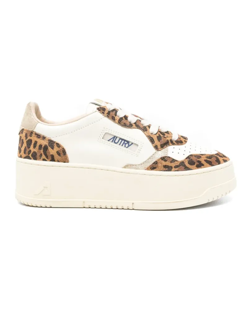 AUTRY Medalist leopard-print leather sneakers - Weiß Weiß