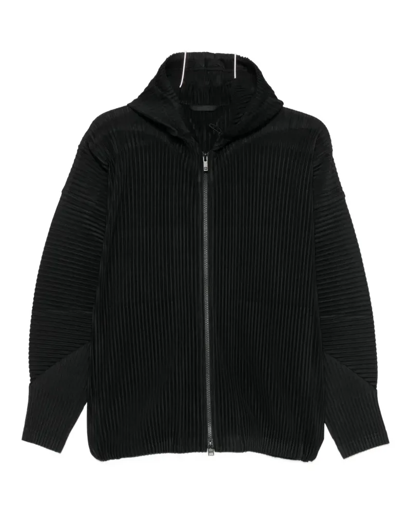 Issey Miyake plissé zip-up hoodie - Schwarz Schwarz
