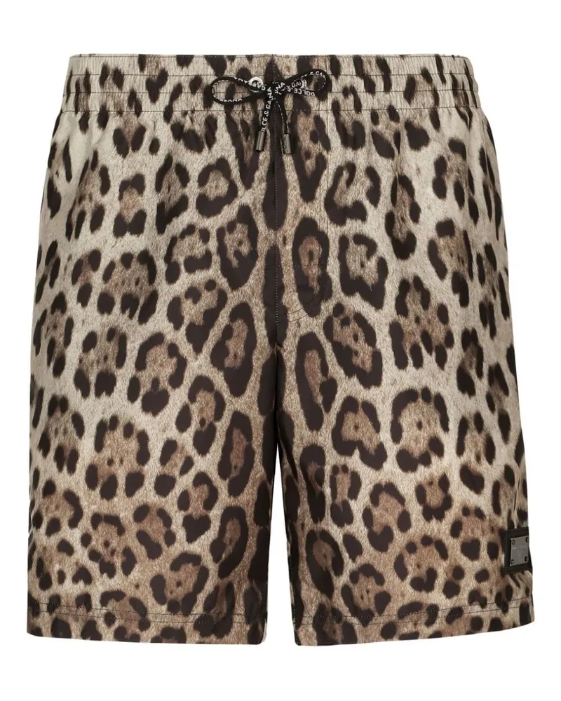 Dolce & Gabbana Badeshorts mit Leoparden-Print Nude