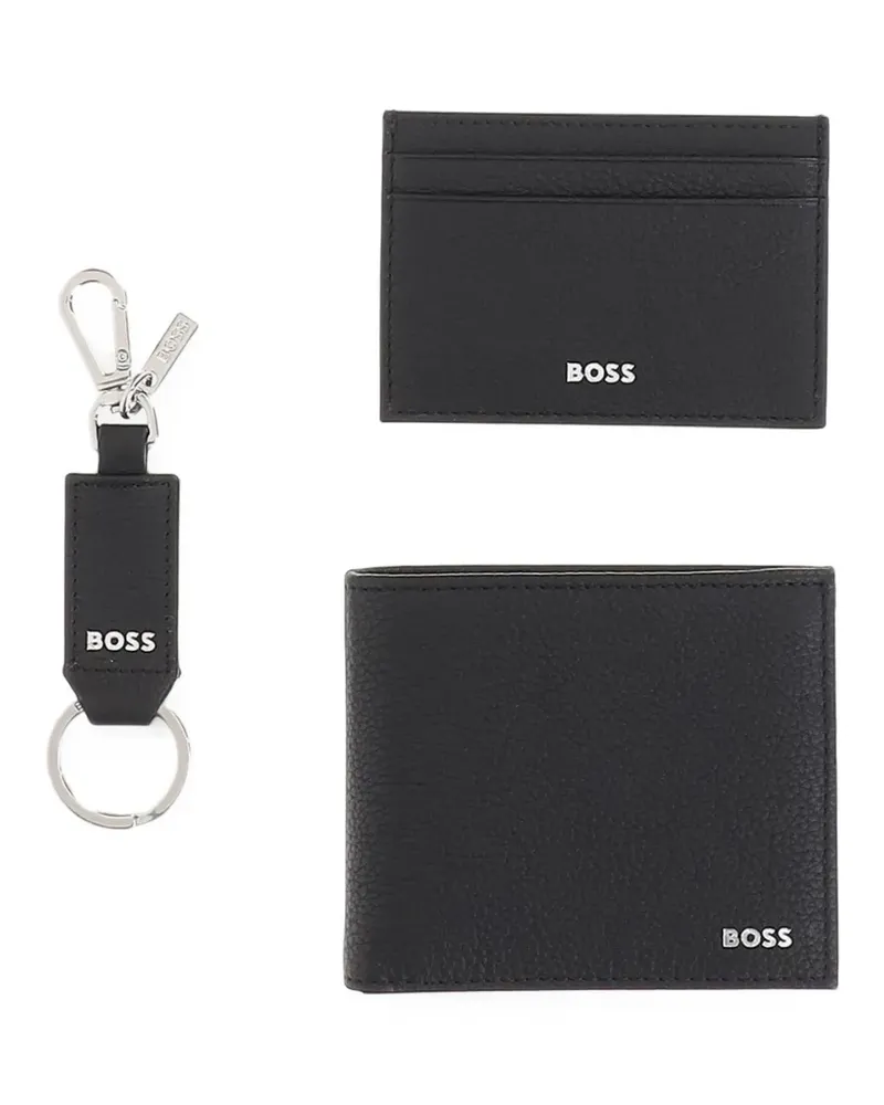 HUGO BOSS Dreiteiliges Geschenk-Set aus Leder mit Logo-Prägung - Schwarz Schwarz