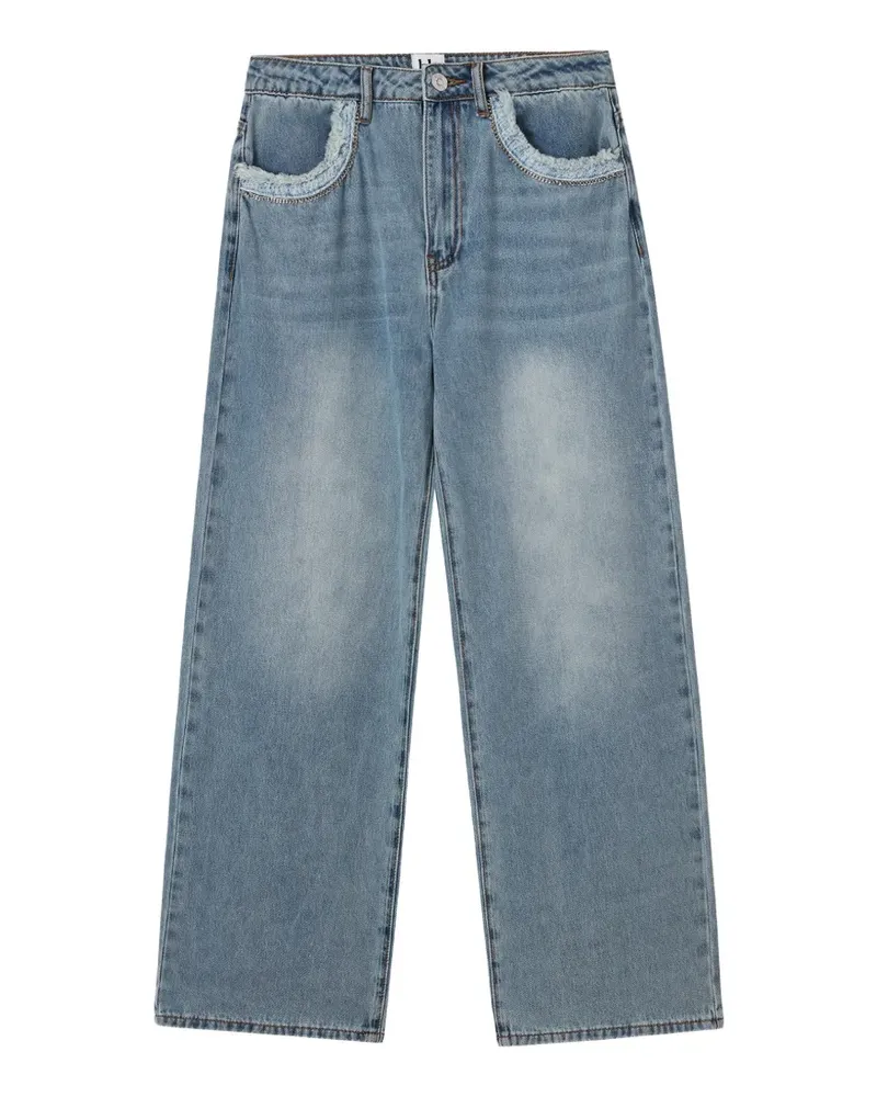 b+ab lace-trim straight jeans - Blau Blau