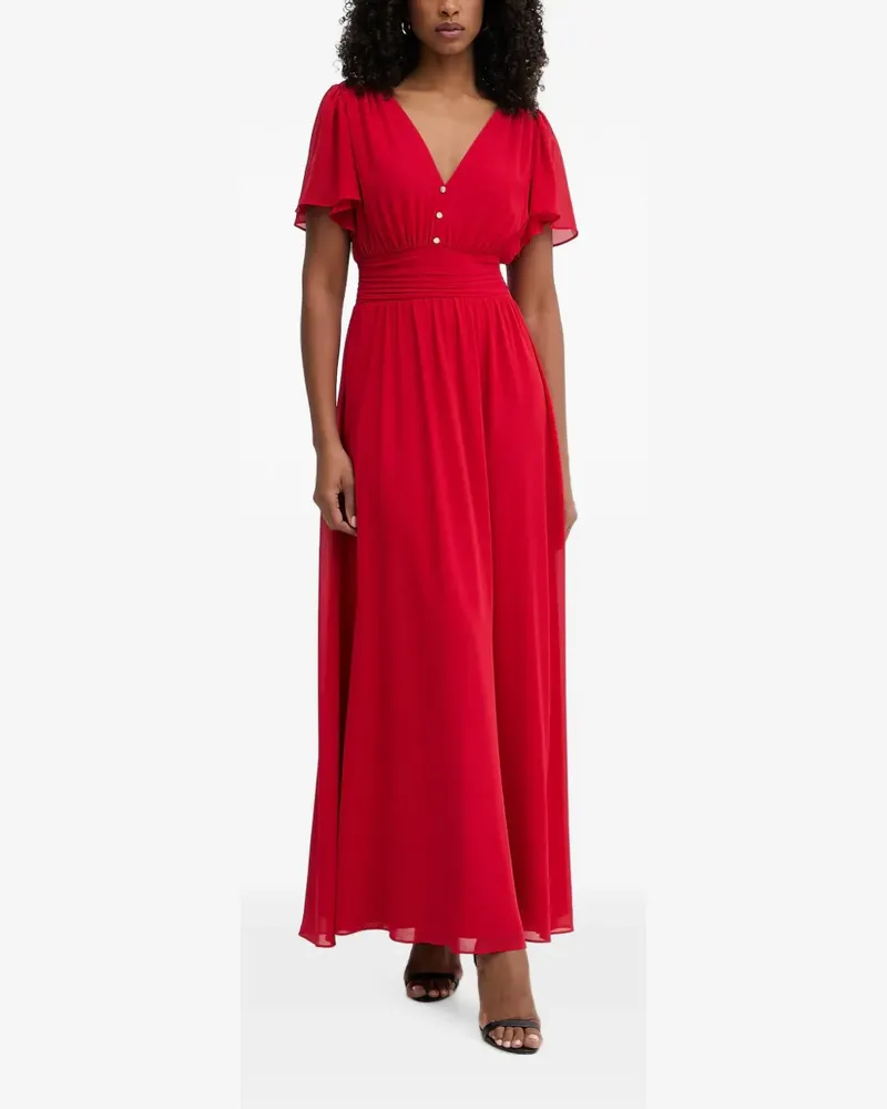 Morgan Gerafftes Kleid mit V-Ausschnitt - Rot Rot