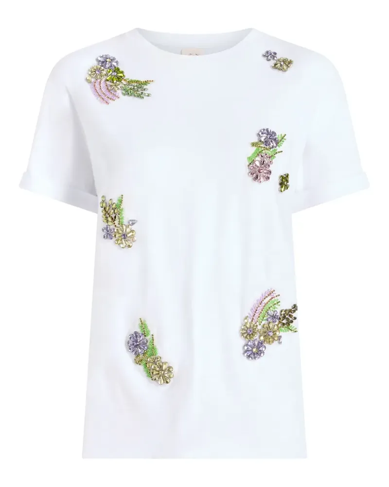 Cinq à Sept T-Shirt mit Kristallen - Weiß Weiß