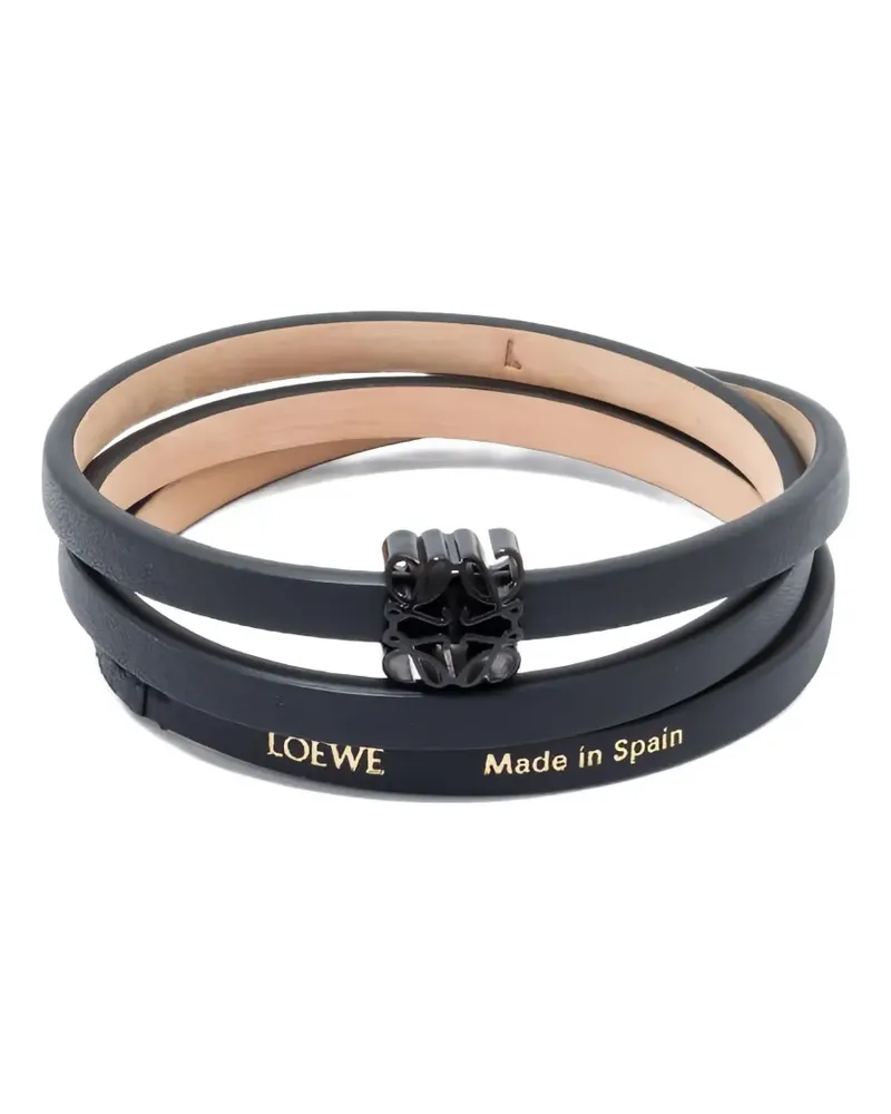 Loewe Gewickeltes Lederarmband mit Anagramm - Schwarz Schwarz