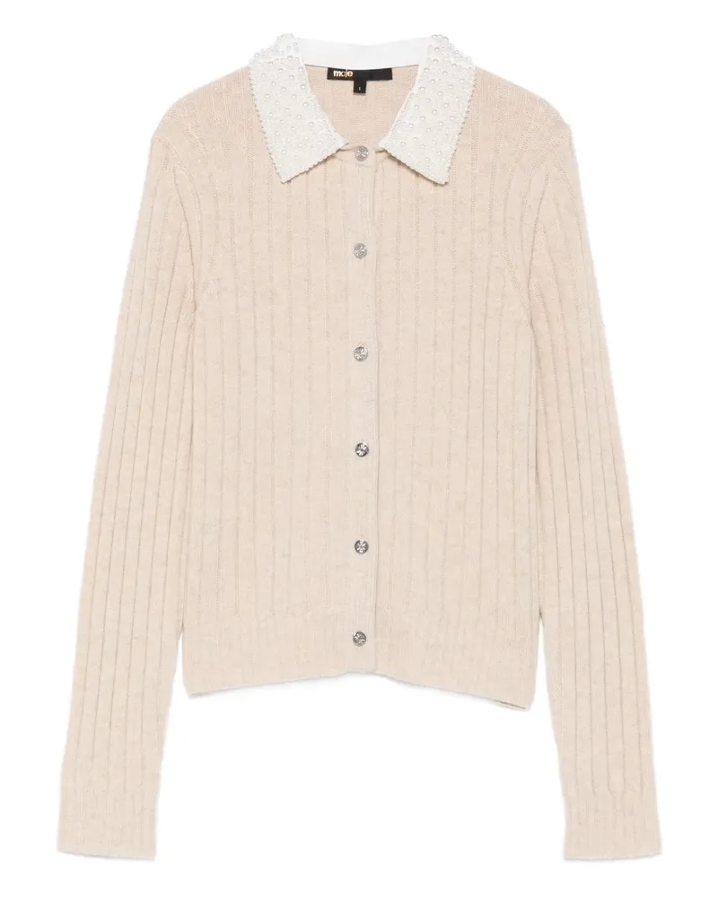 Maje Cardigan mit perlenverziertem Kragen - Nude Nude