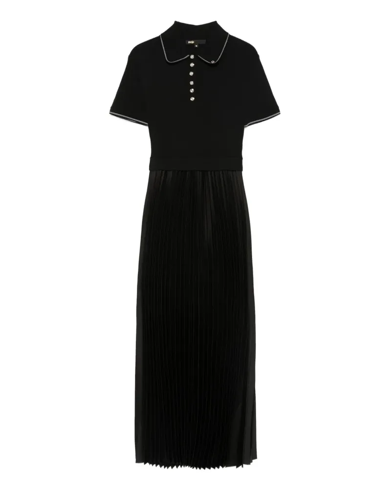 Maje Poloshirtkleid mit Falten - Schwarz Schwarz