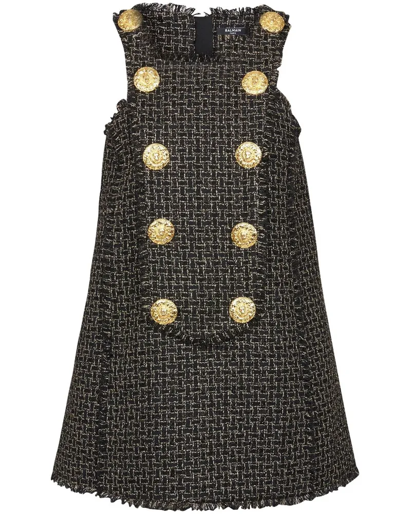 Balmain Tweed-Kleid mit Knöpfen - Schwarz Schwarz
