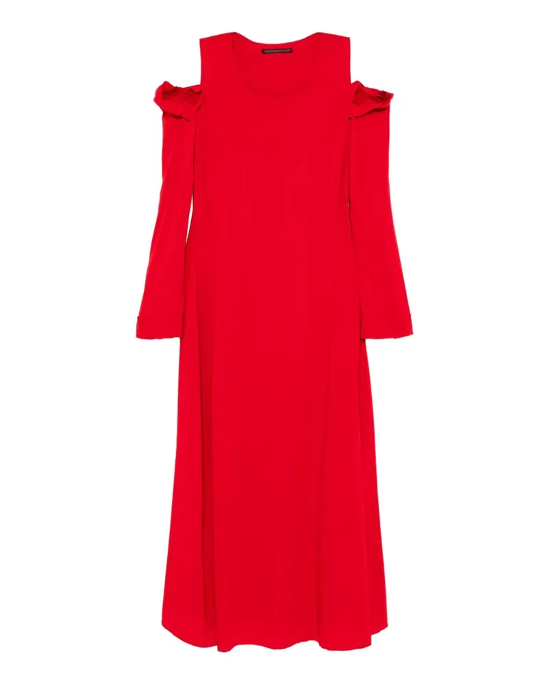 Yohji Yamamoto Maxikleid mit Knitterärmeln - Rot Rot