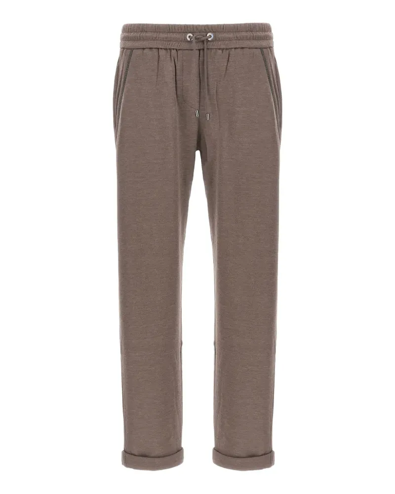 Brunello Cucinelli elasticated monile detail trousers - Braun Braun