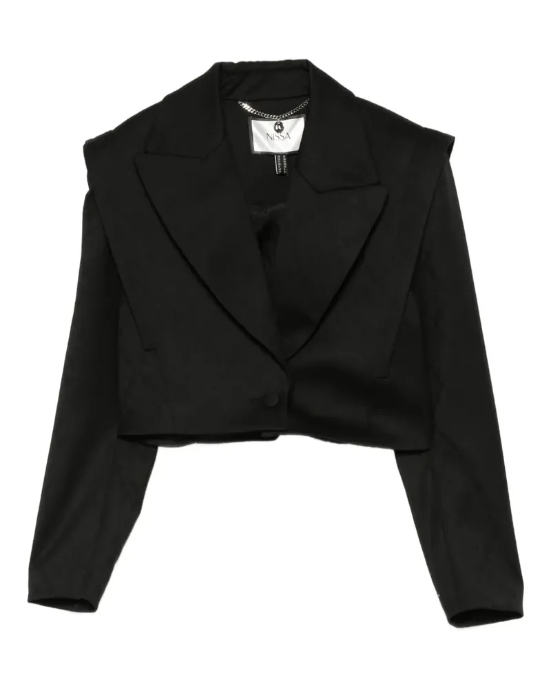NISSA Cropped-Jacke mit Schulterpolstern - Schwarz Schwarz
